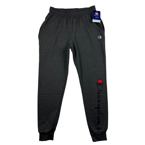 Champion Mens Fleece Jogger Pants Size L (32x31") Gray-Multi Graphic Tapered Leg - Picture 1 of 9